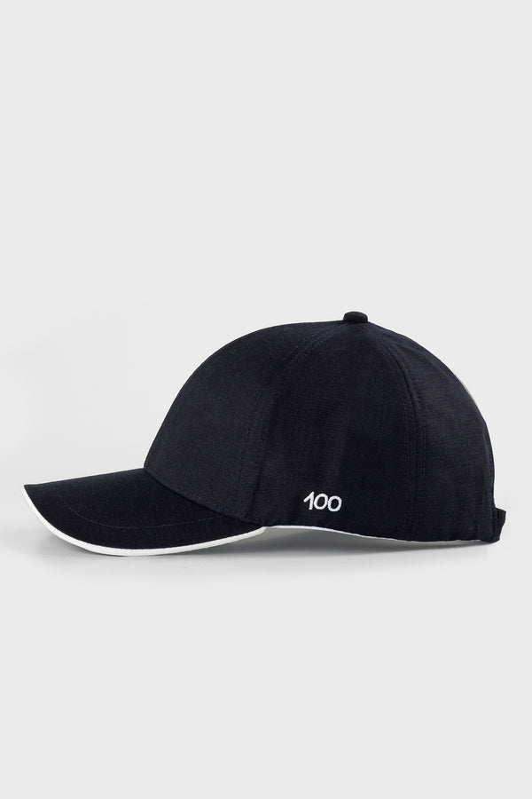 The 100 Cap in Navy and White Linen