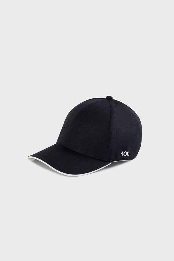 The 100 Cap in Navy and White Linen