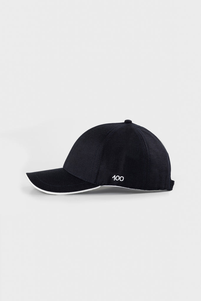 The 100 Cap in Navy and White Linen