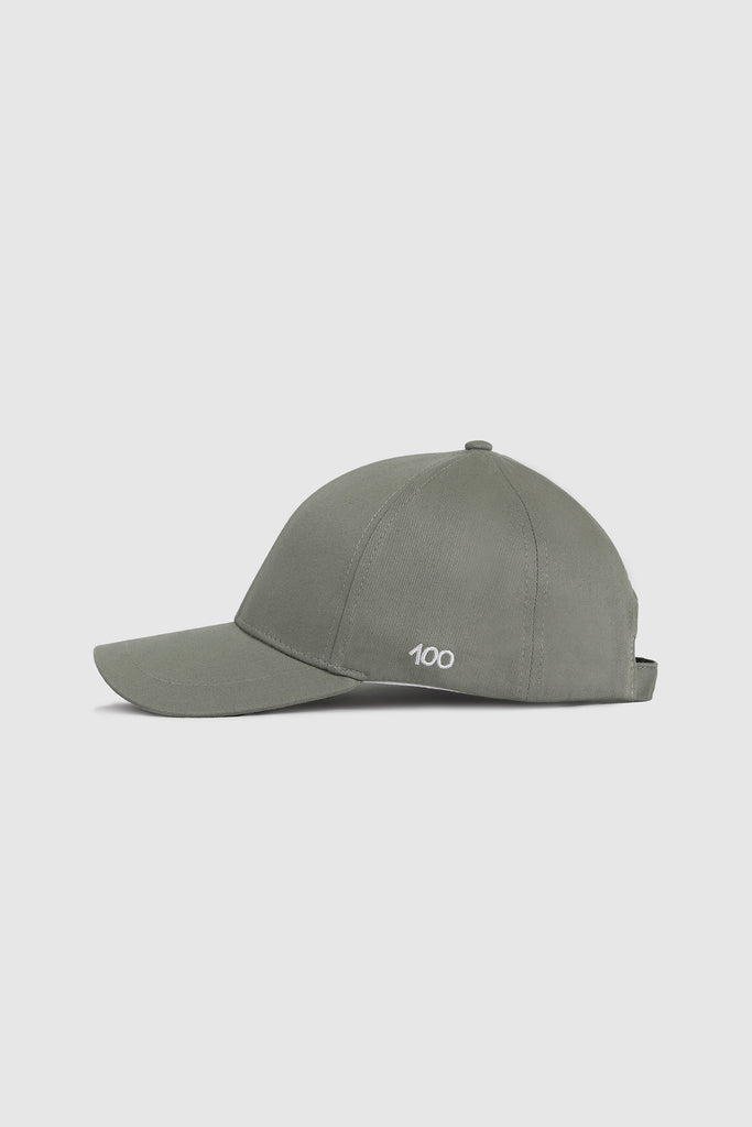 The 100 Cap in Plain Olive Cotton
