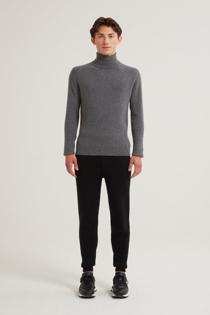 Jake Ribbed Cashmere Roll Neck