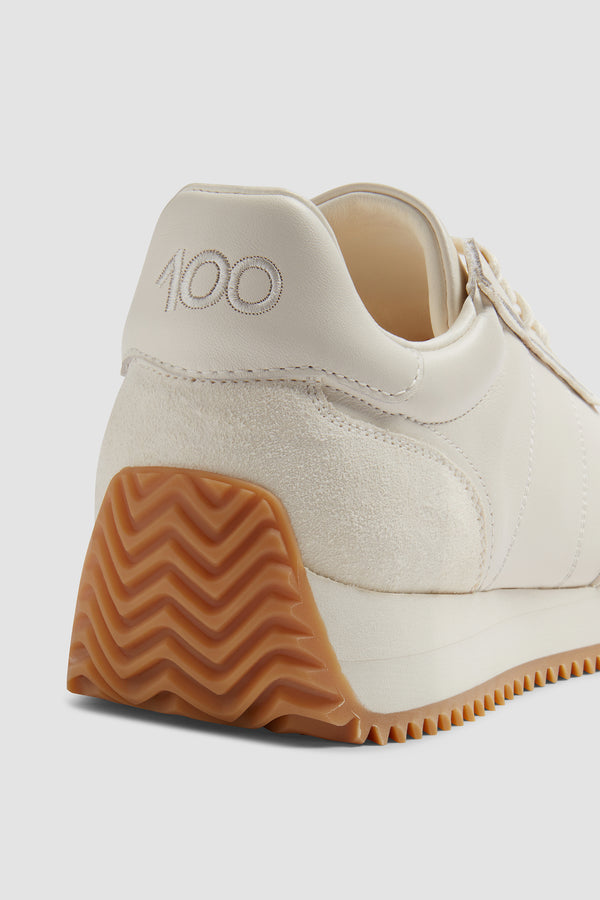 Maxi Sneaker in Ecru Leather and Suede
