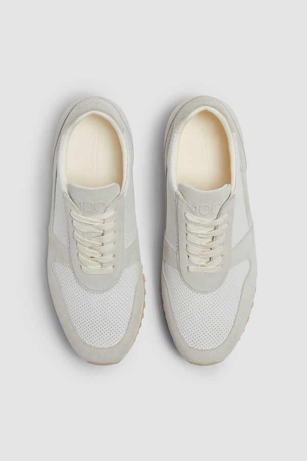 Rafa Sneaker in White Leather and Smoke Suede