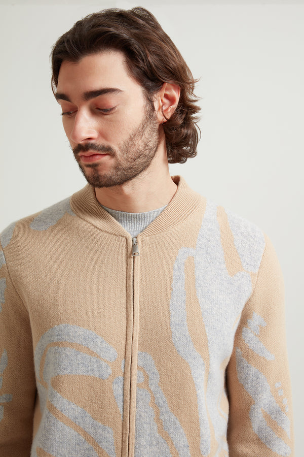 Alcor Jacquard Zip up Cardigan